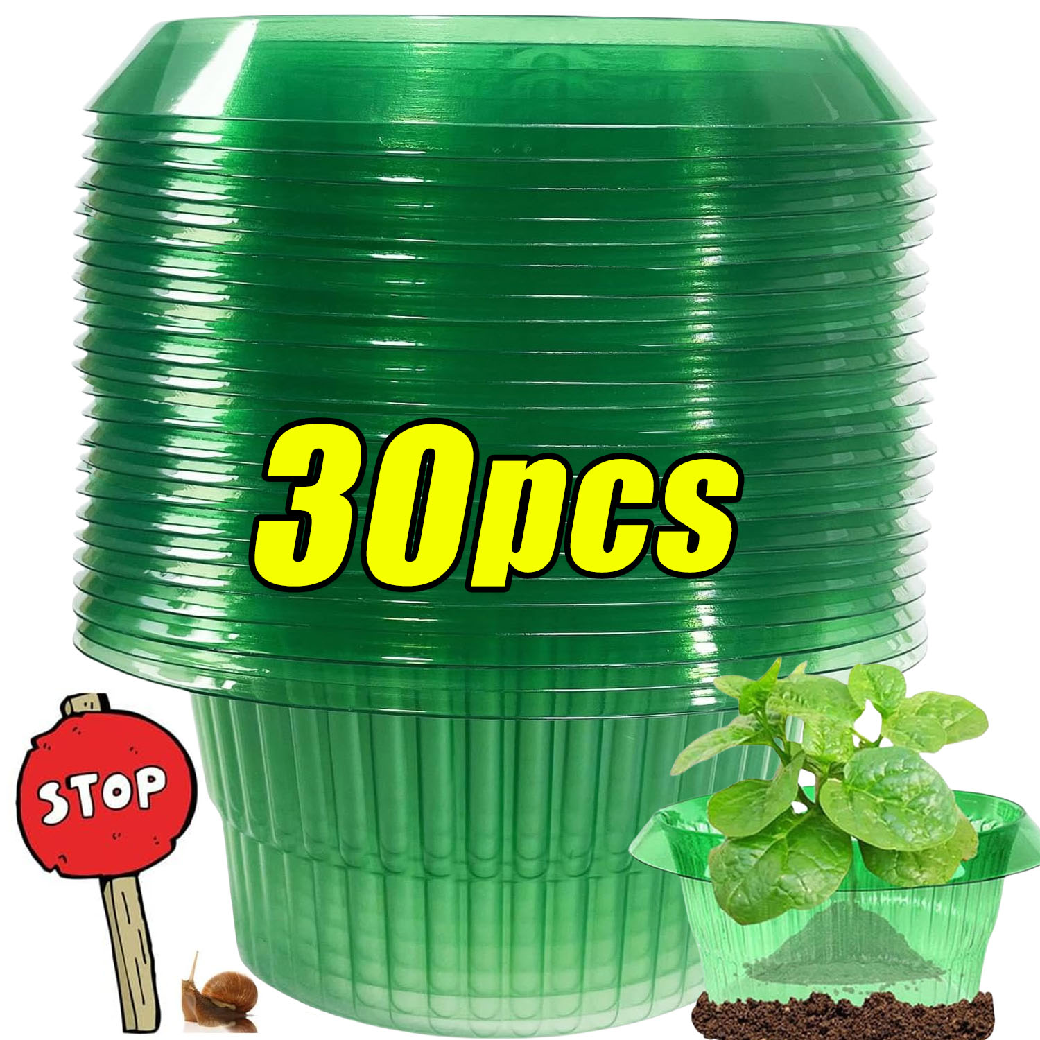 Gardening Tools Green - 1/30pcs Plants Slug Protection Rings Green