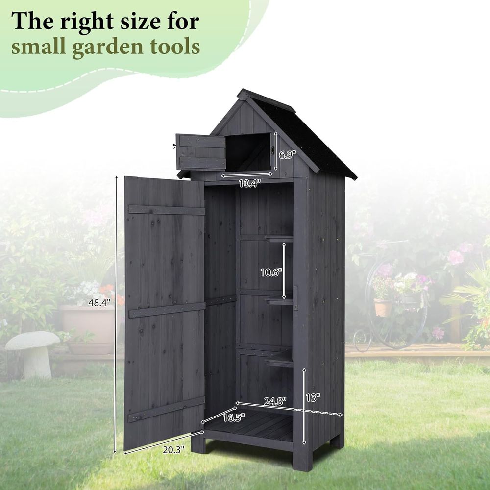 Outdoor Wooden Storage Shed, G - Gardening Tools Wooden recension och pris