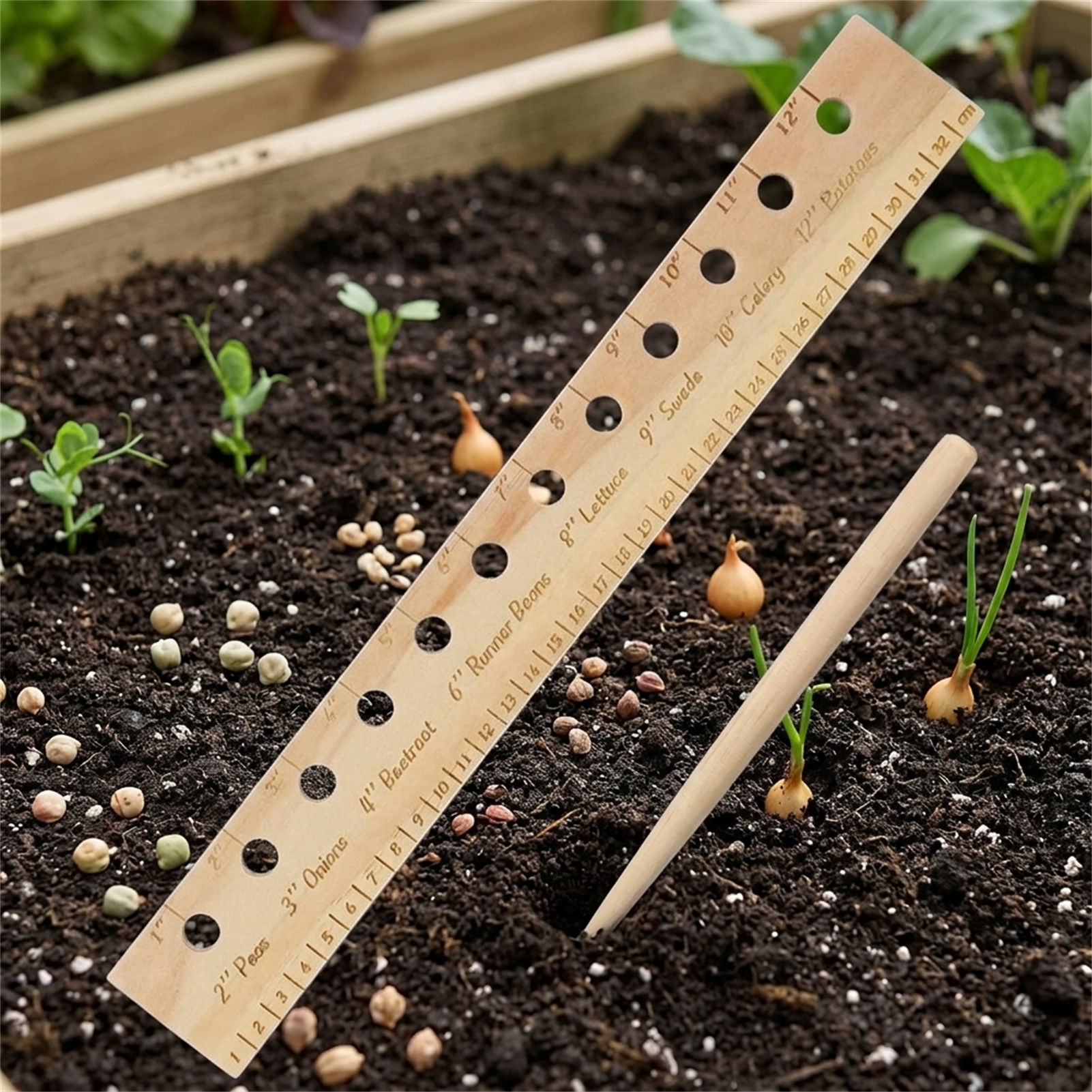 Solid Wood Planting Ruler for  - Gardening Tools Wooden recension och pris