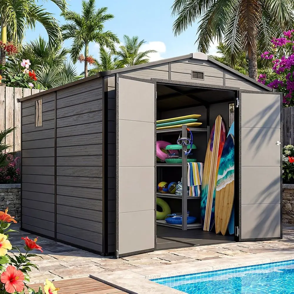 8x8 Outdoor Storage Shed with  - Gardening Tools In recension och pris
