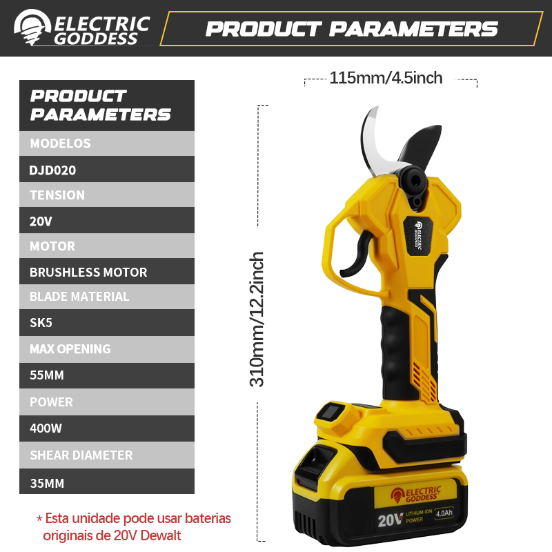 Brushless 55mm Electric Prunin - Pruning Shears recension och pris