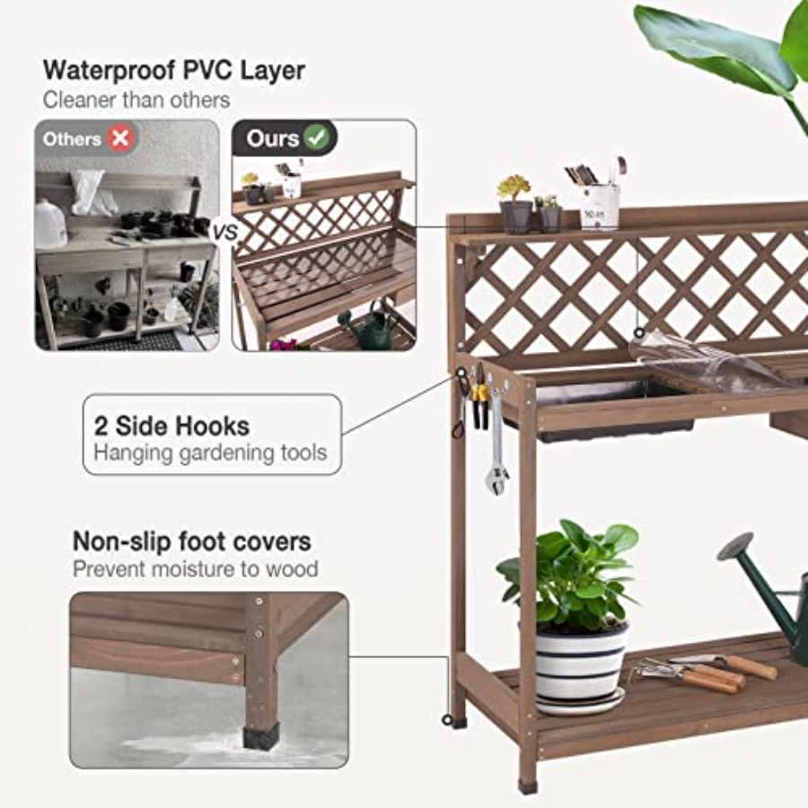 Outdoor Potting Bench For Gard - Gardening Tools Wooden recension och pris